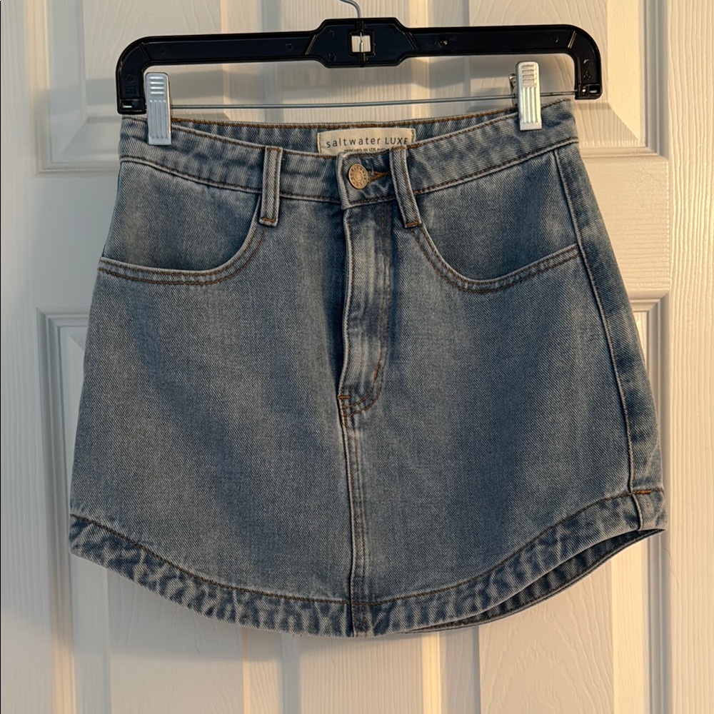 saltwater LUXE Light Blue Denim Mini Skirt